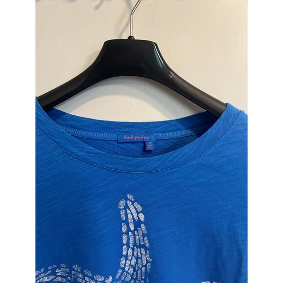 Fresh Produce 3/4 Sleeve Blue Starfish Cotton Blouse Beach Boho Womens Sz Medium - Picture 4 of 8